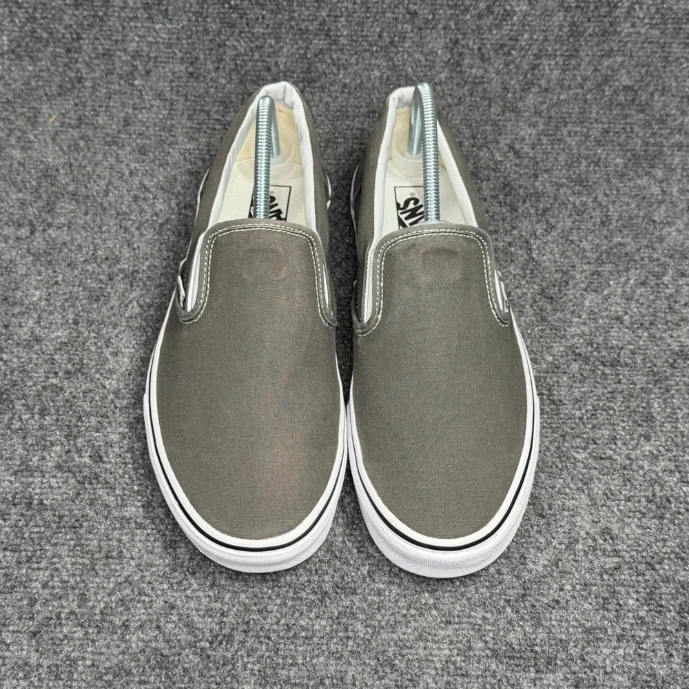 Vans Classic Slip On Shoe Men 13 Grey Canvas Retro Athletic Casual Skate Sneaker
